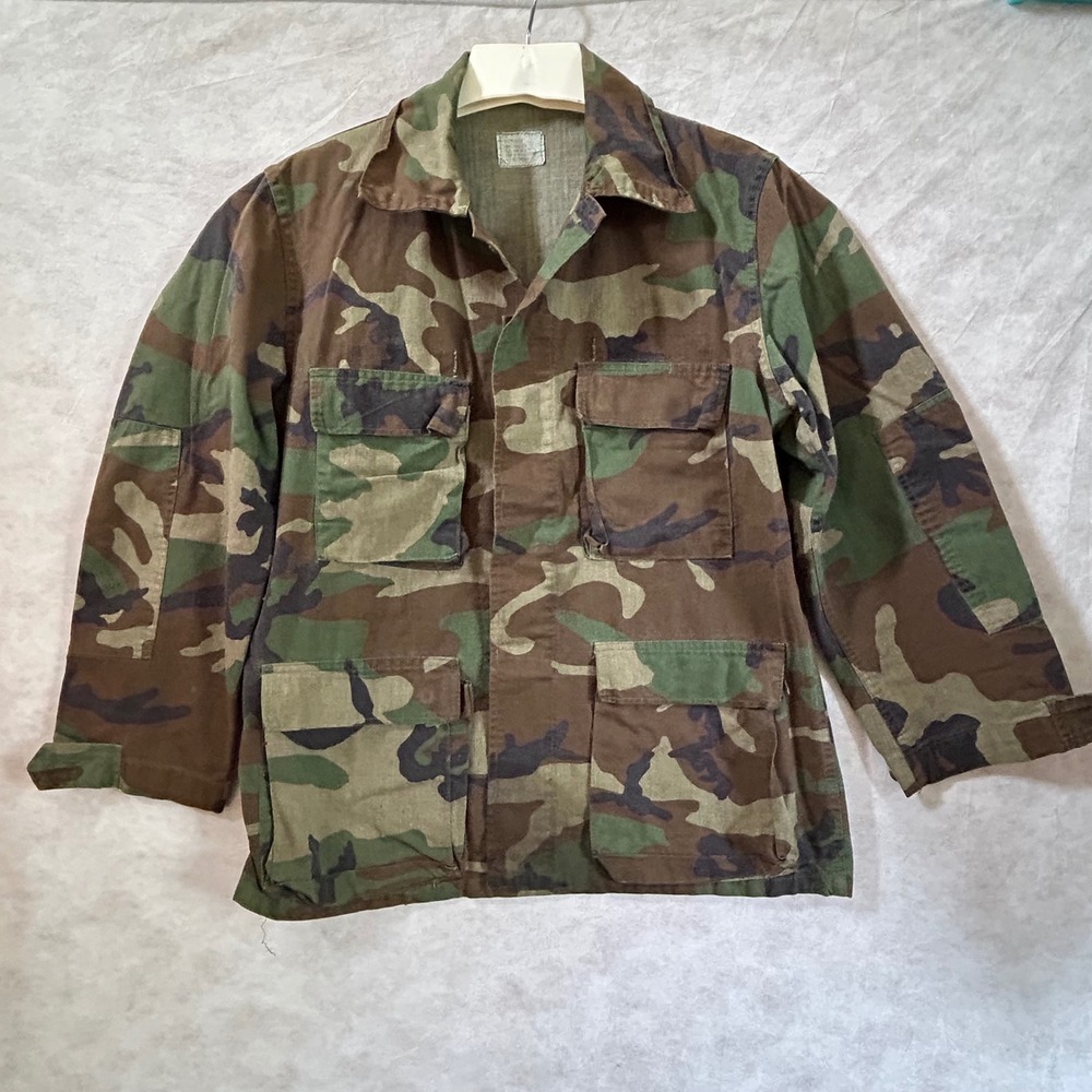 Mens Woodland Camo Military Field Jacket Utility Combat Coat Medium Regular